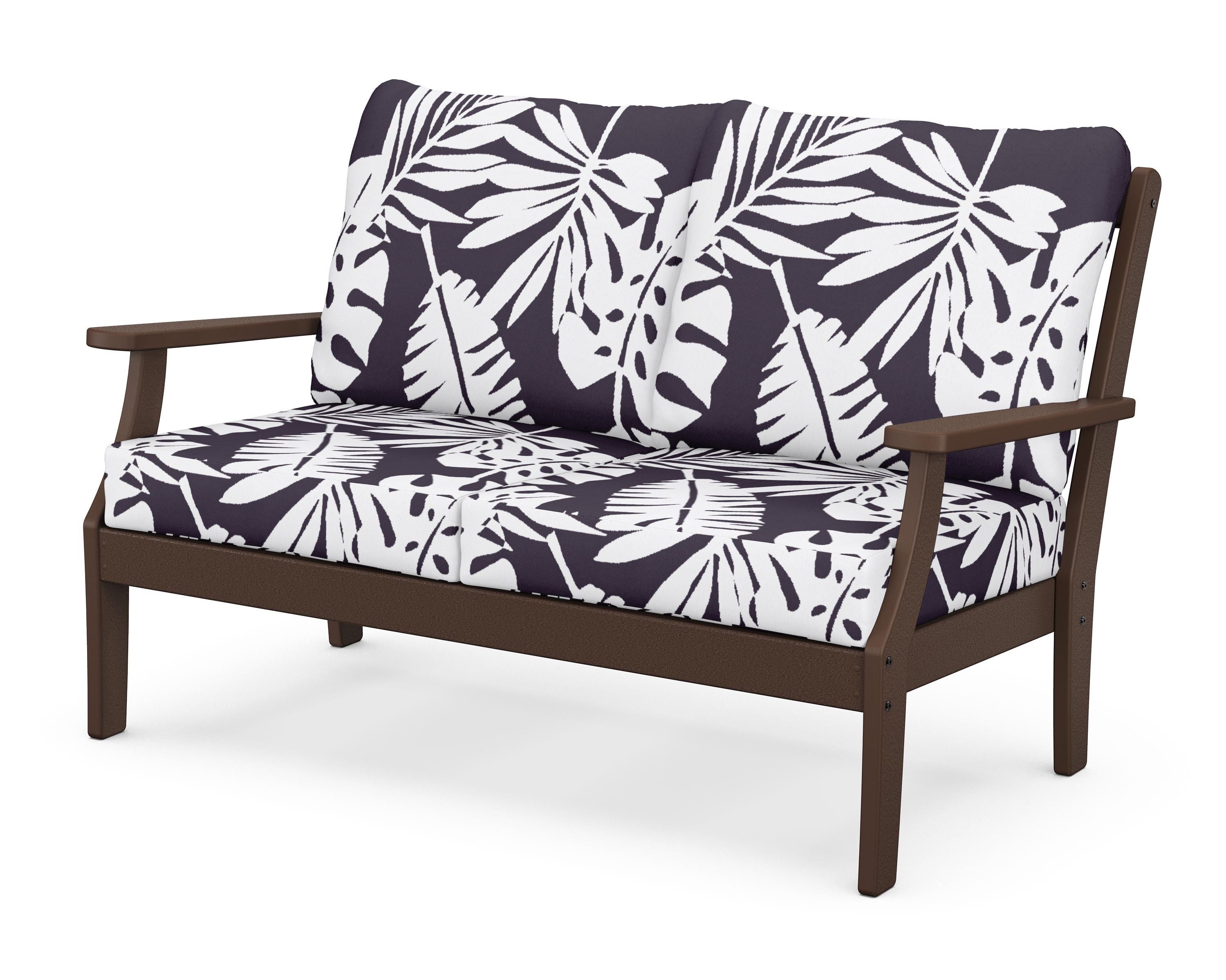 POLYWOOD® Braxton Deep Seating Loveseat in Mahogany / Leaf Navy