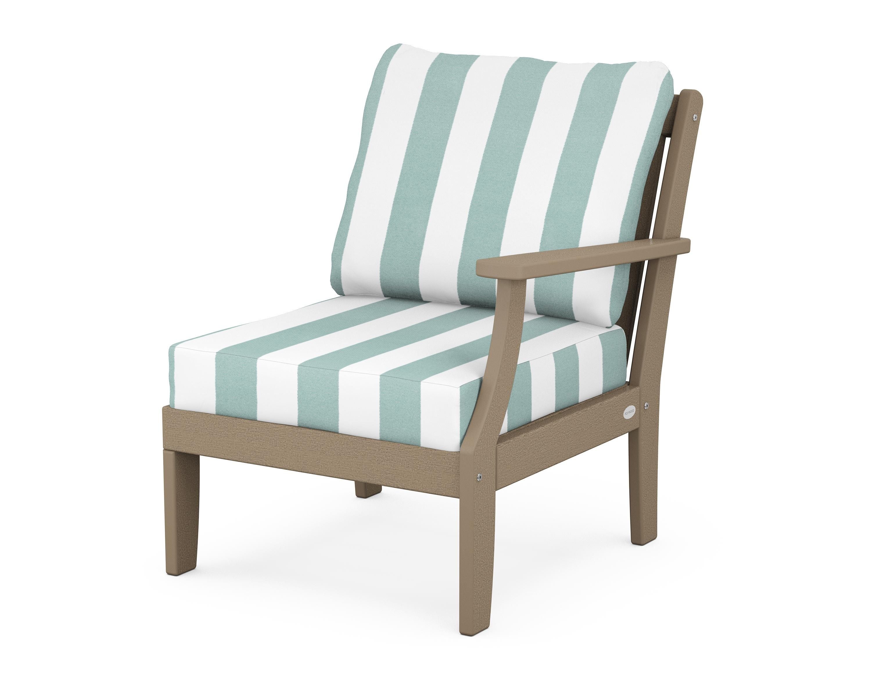 POLYWOOD® Braxton Modular Right Arm Chair in Vintage Sahara / Cabana Stripe Glacier Spa