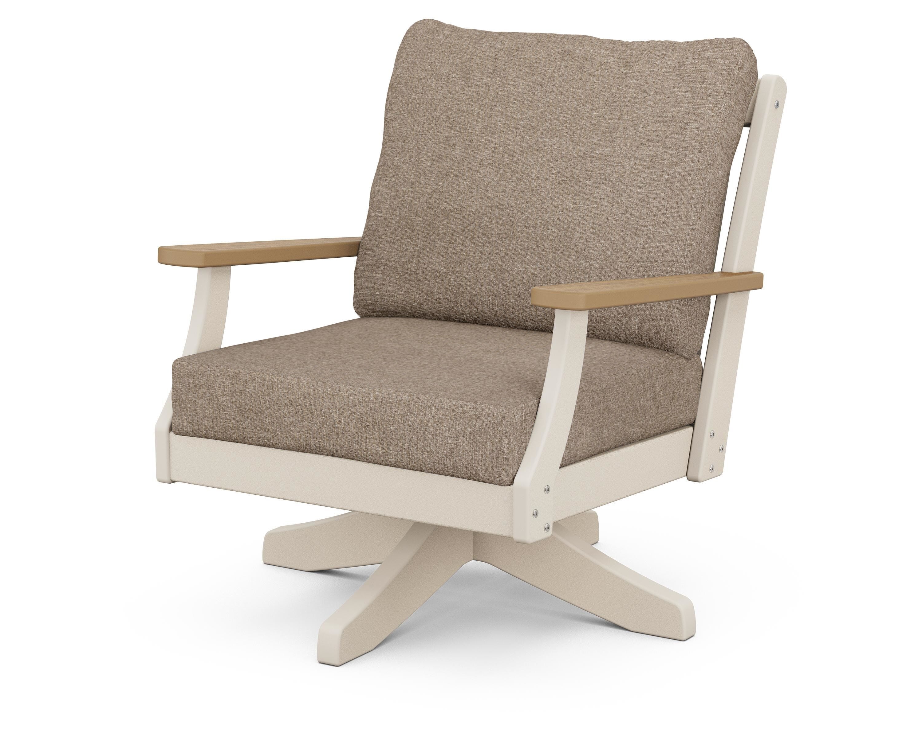POLYWOOD® Braxton Deep Seating Swivel Chair in Sand / Natural / Spiced Burlap