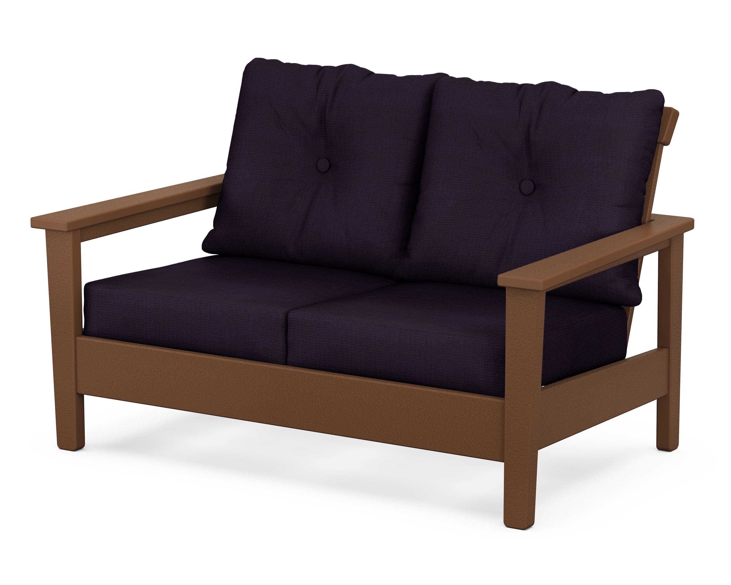 POLYWOOD® Prescott Deep Seating Loveseat in Teak / Navy Linen