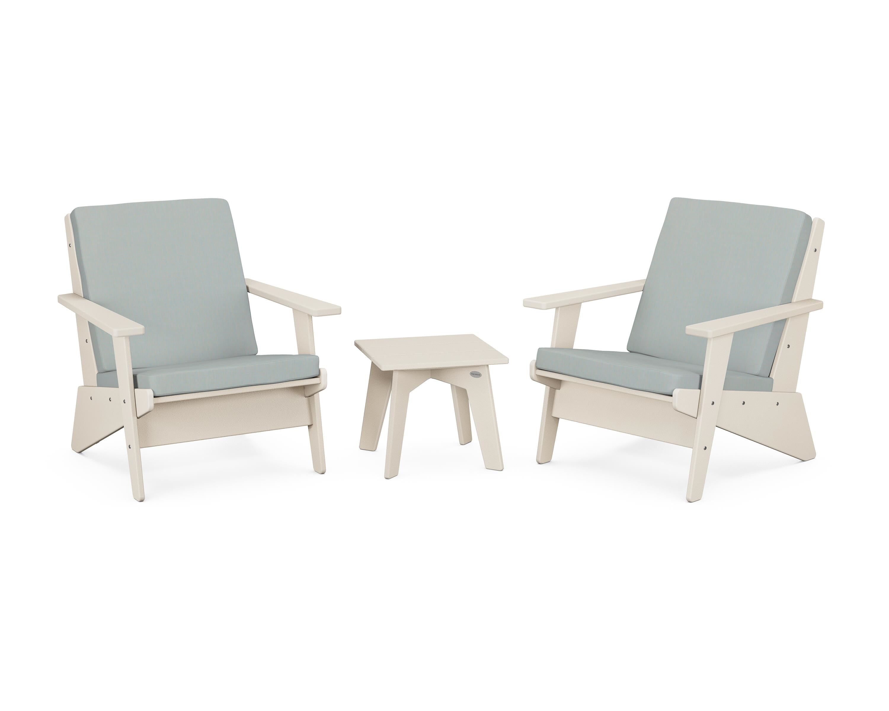 POLYWOOD® Riviera Modern Lounge 3-Piece Set in Sand / Spa