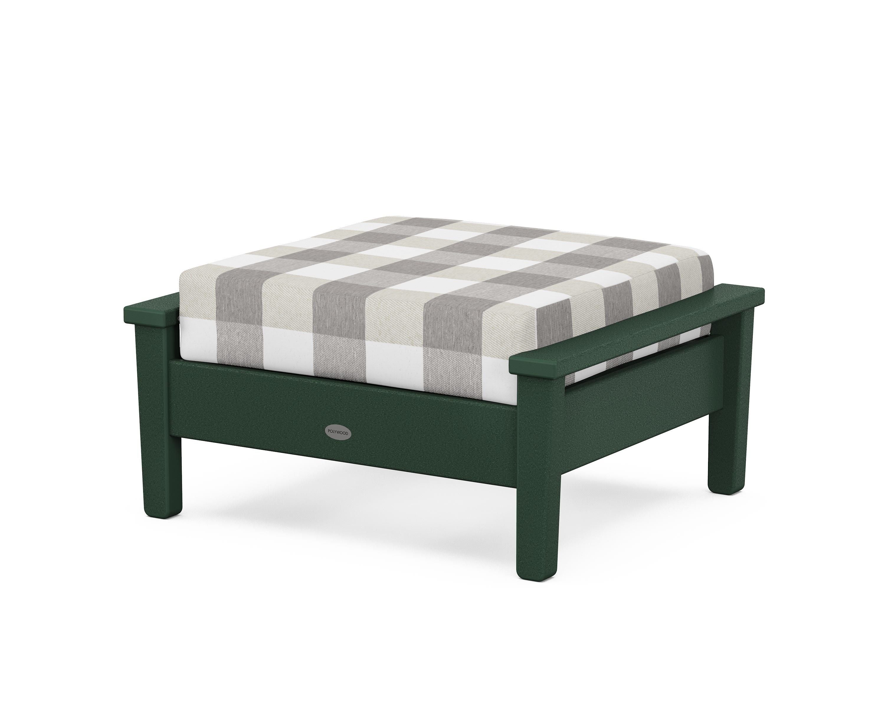 POLYWOOD® Prescott Deep Seating Ottoman in Green / Buffalo Plaid Grey Mist