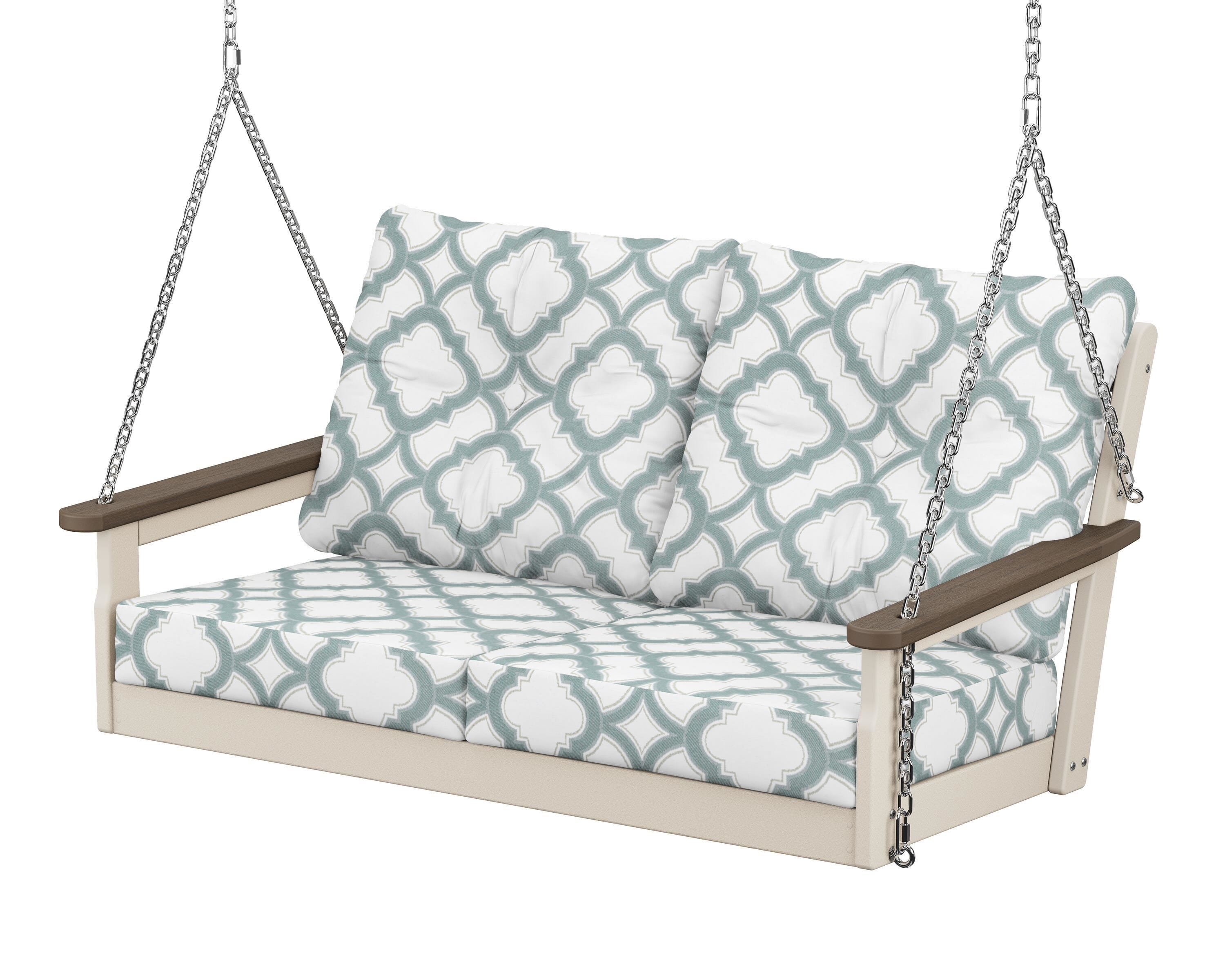 POLYWOOD® Vineyard Deep Seating Swing in Sand / Kona / Trellis Glacier Spa
