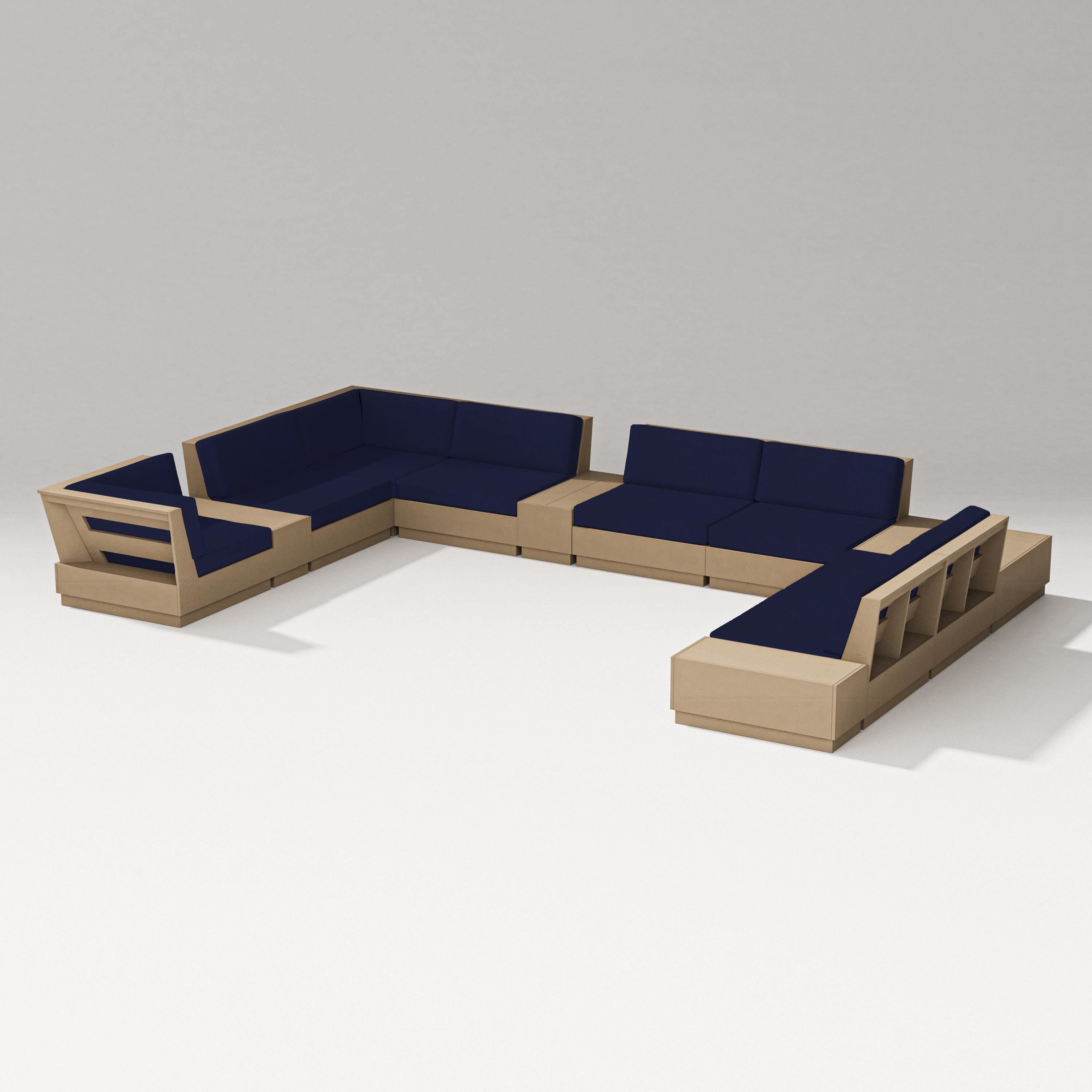 PW Designer Series Elevate 12-Piece Conversation Sectional Set in Vintage Sahara / Navy