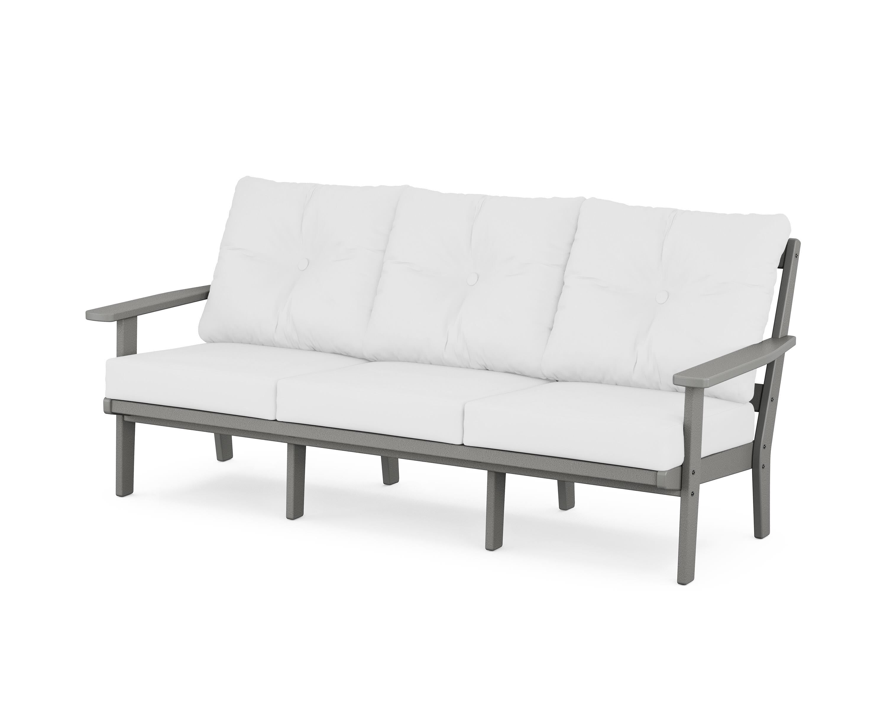 POLYWOOD® Oxford Deep Seating Sofa in Slate Grey / Natural