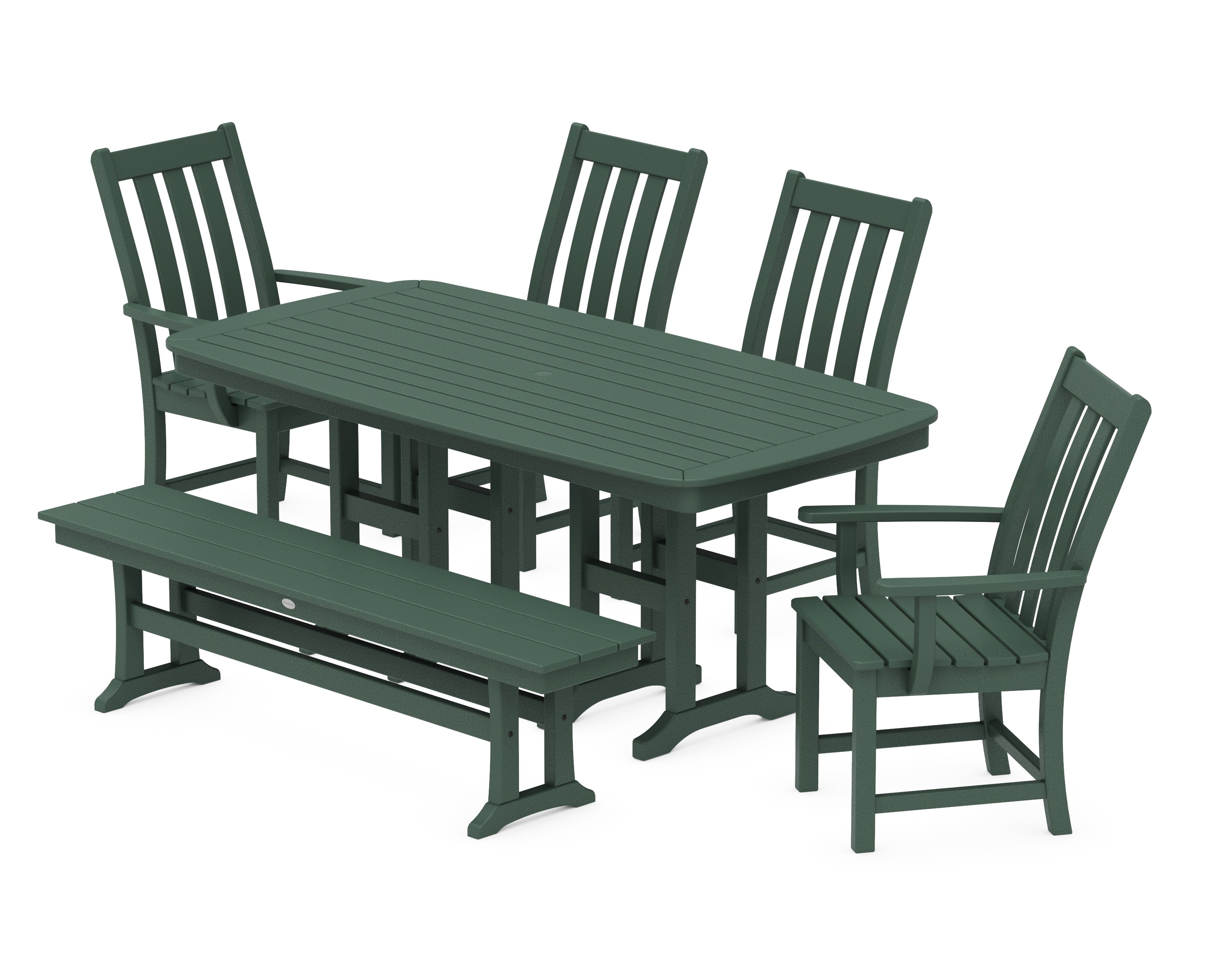 POLYWOOD® Vineyard 6-Piece Dining Set with Bench in Green