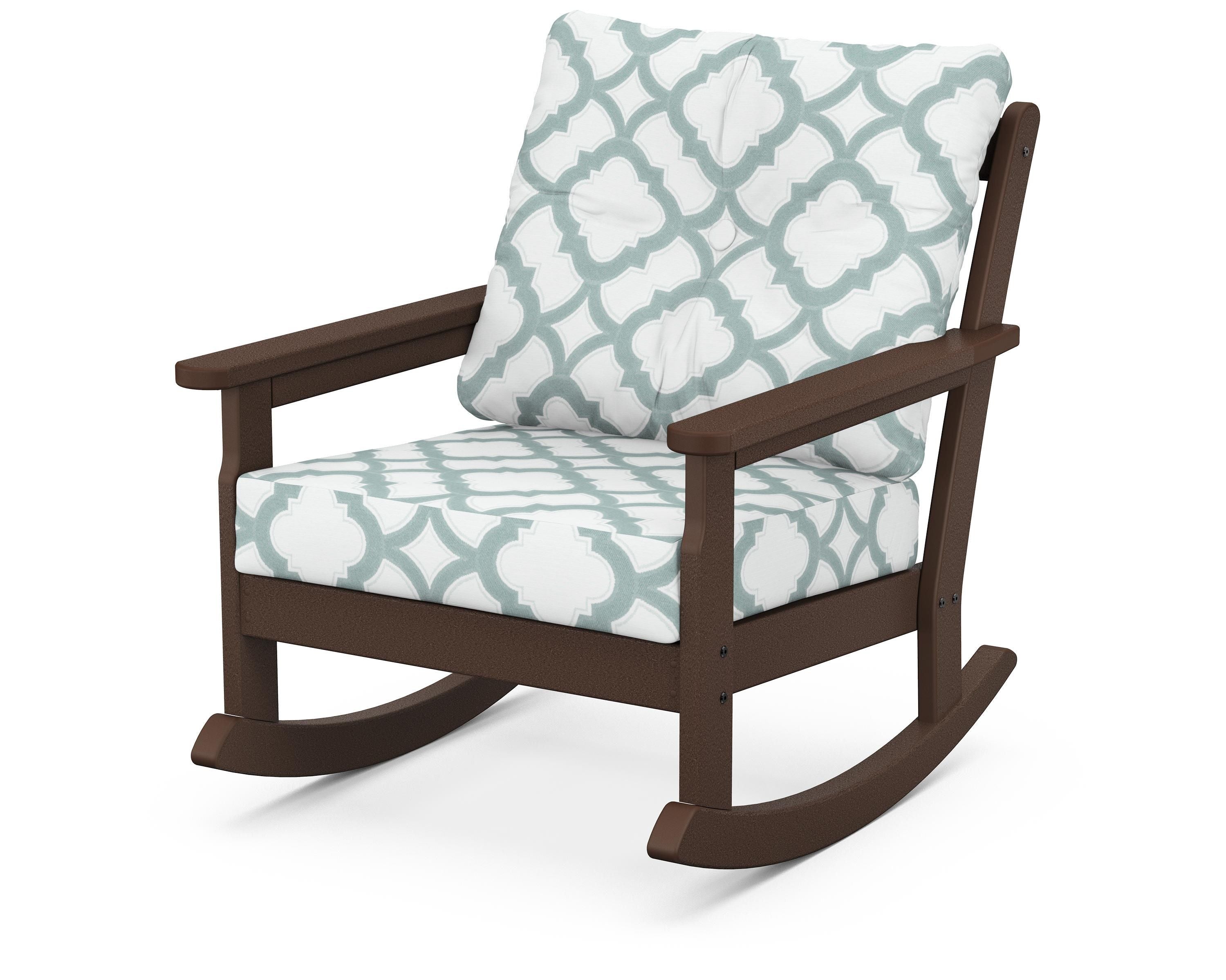 POLYWOOD® Vineyard Deep Seating Rocking Chair in Mahogany / Trellis Glacier Spa