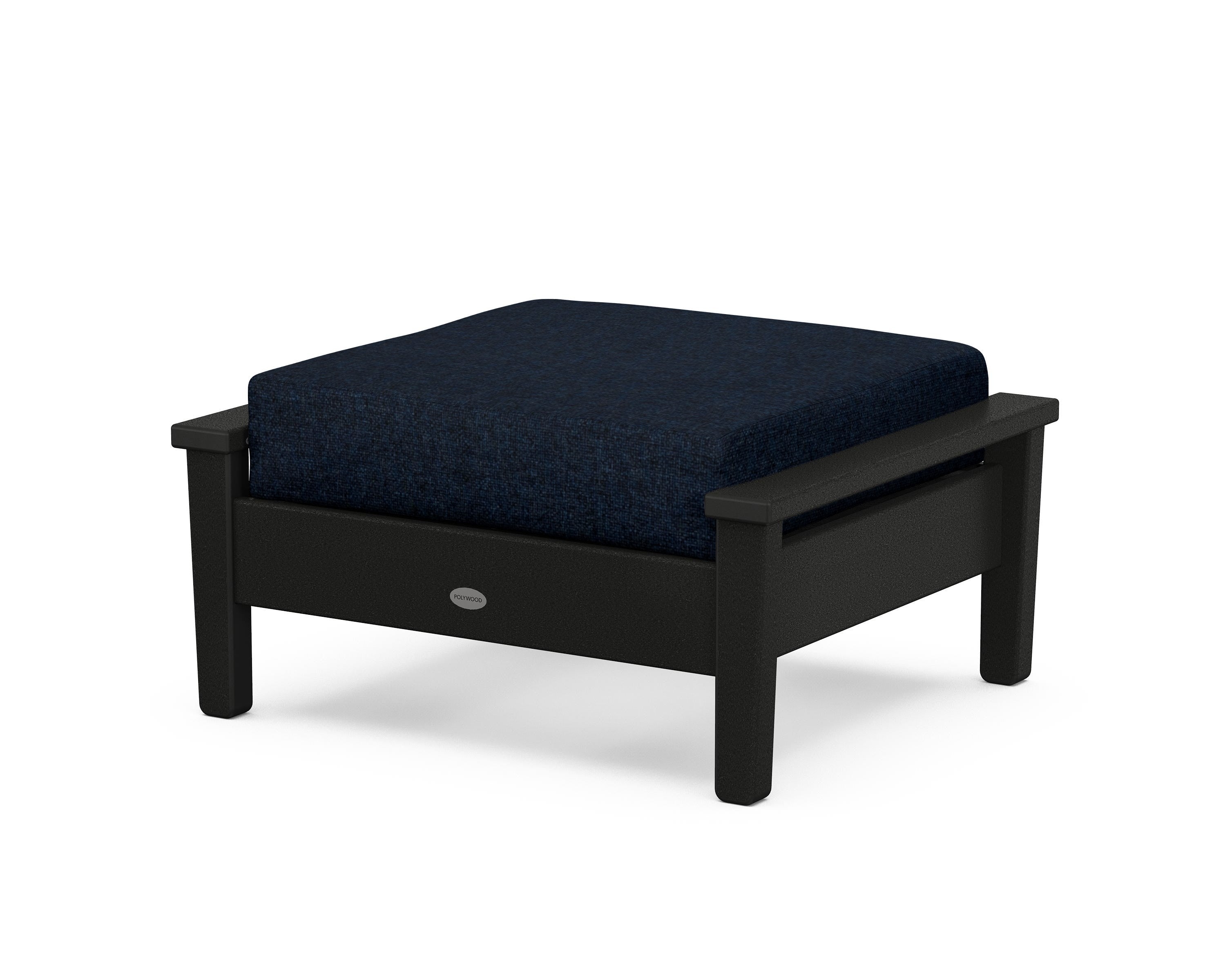 POLYWOOD® Prescott Deep Seating Ottoman in Black / Marine Indigo