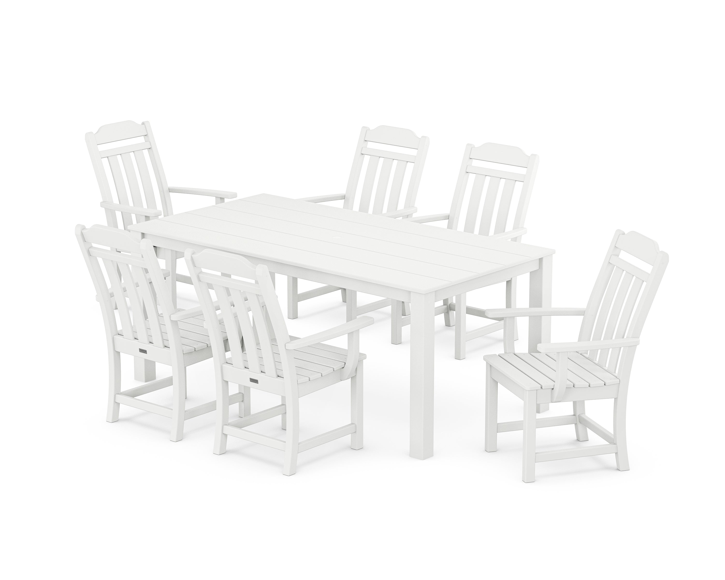 Country Living Cottage Arm Chair 7-Piece Parsons Dining Set in White