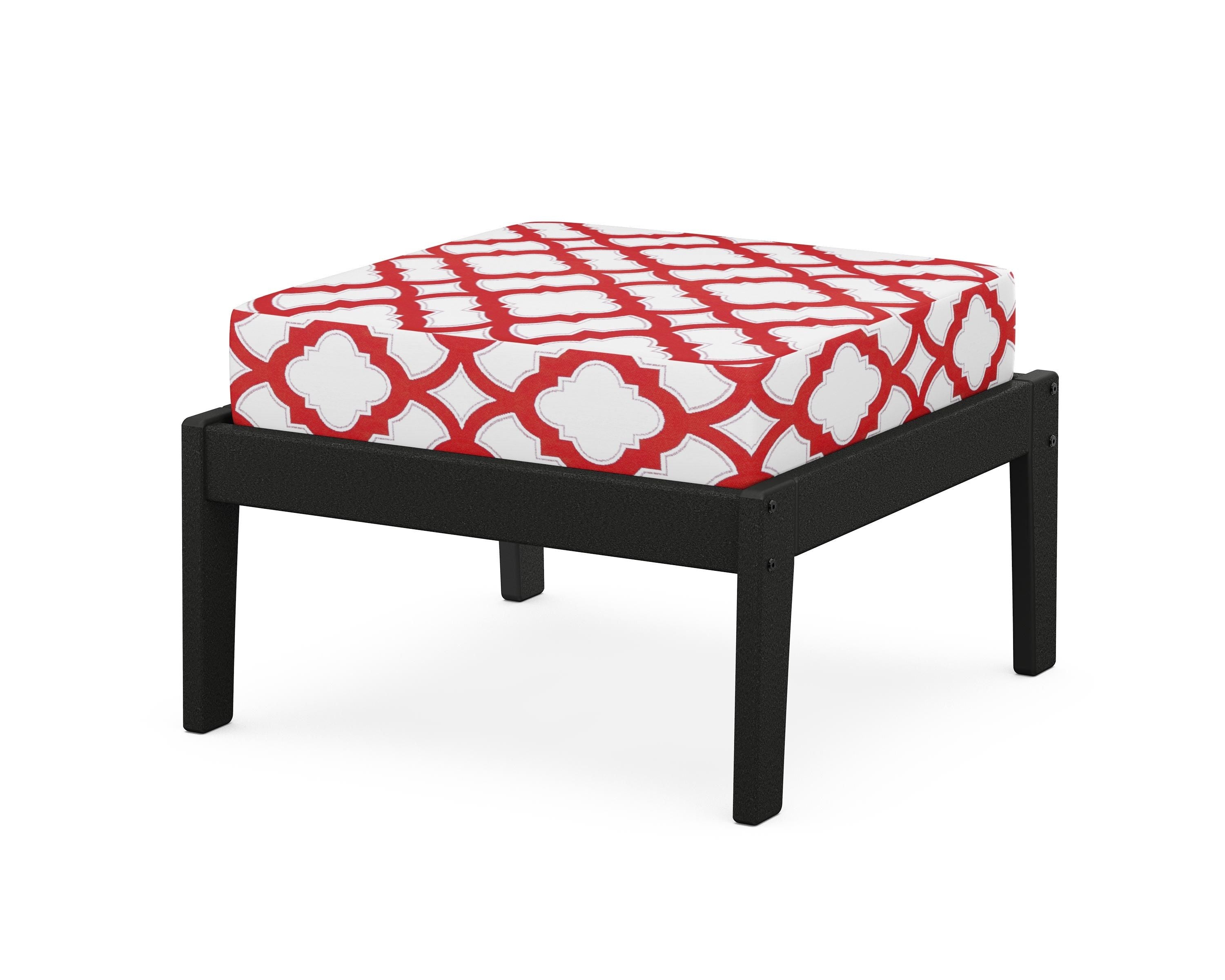 Unbranded Deep Seating Ottoman in Black / Trellis Crimson