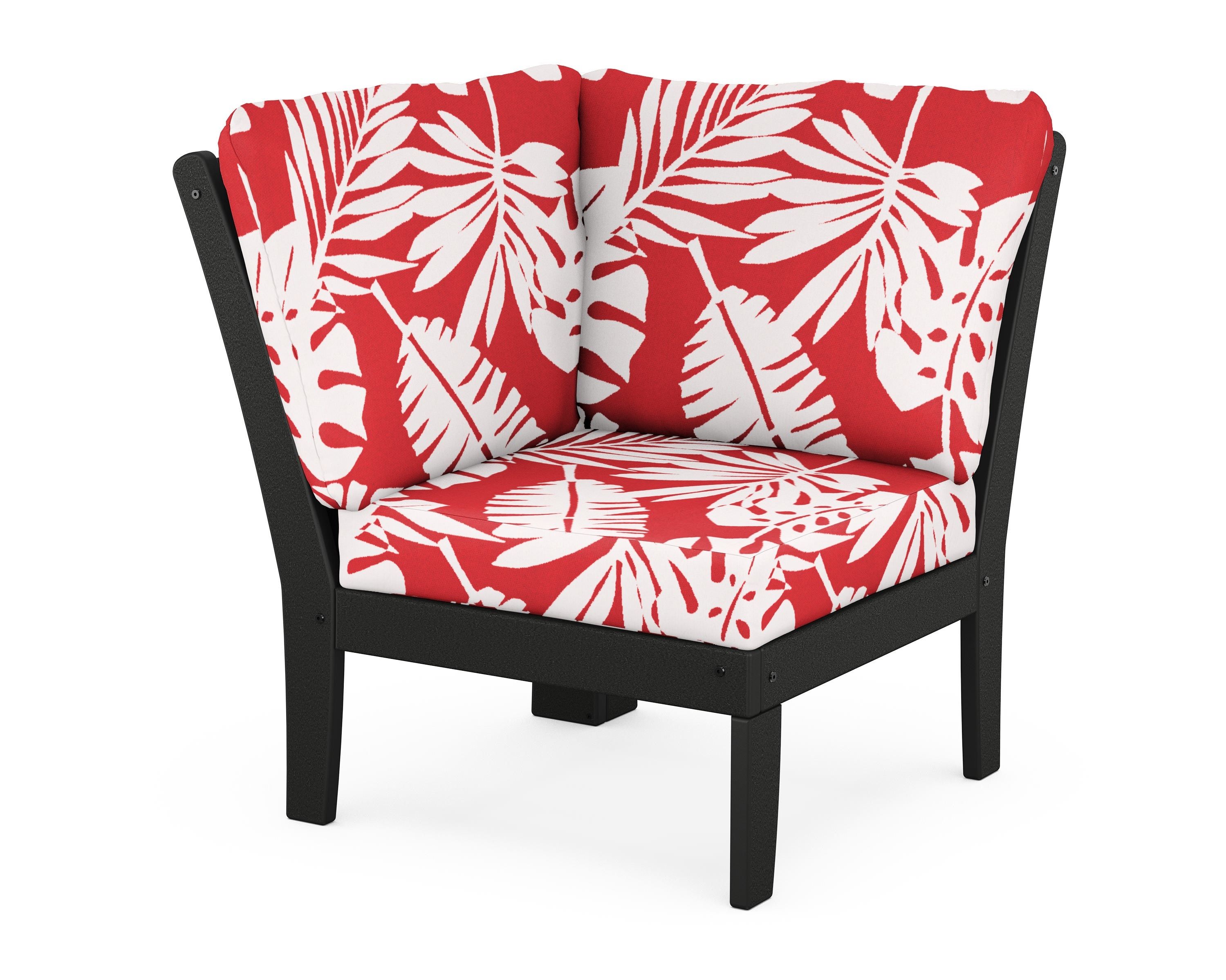 POLYWOOD® Braxton Modular Corner Chair in Black / Leaf Crimson