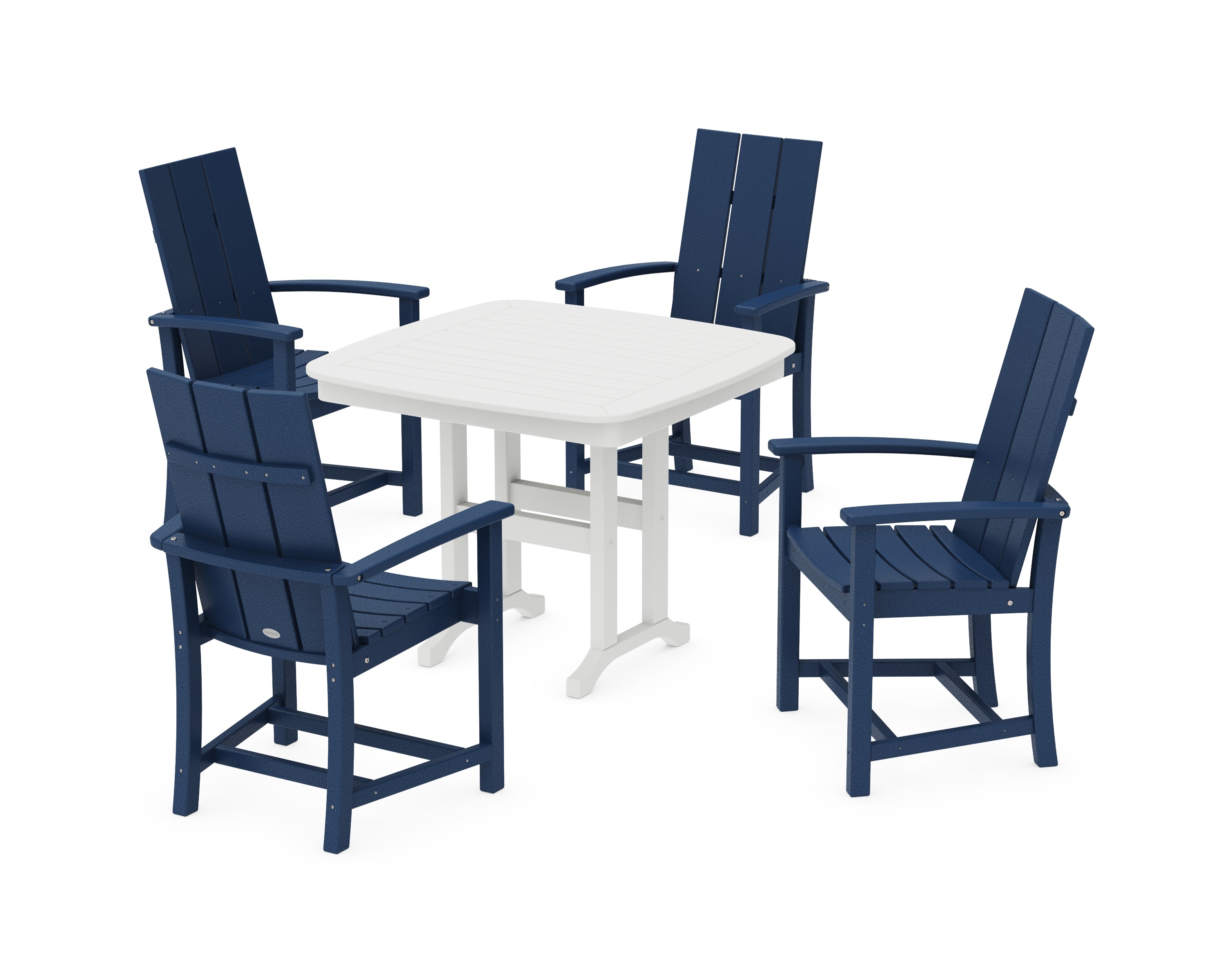 POLYWOOD® Modern Adirondack 5-Piece Dining Set in Navy / White
