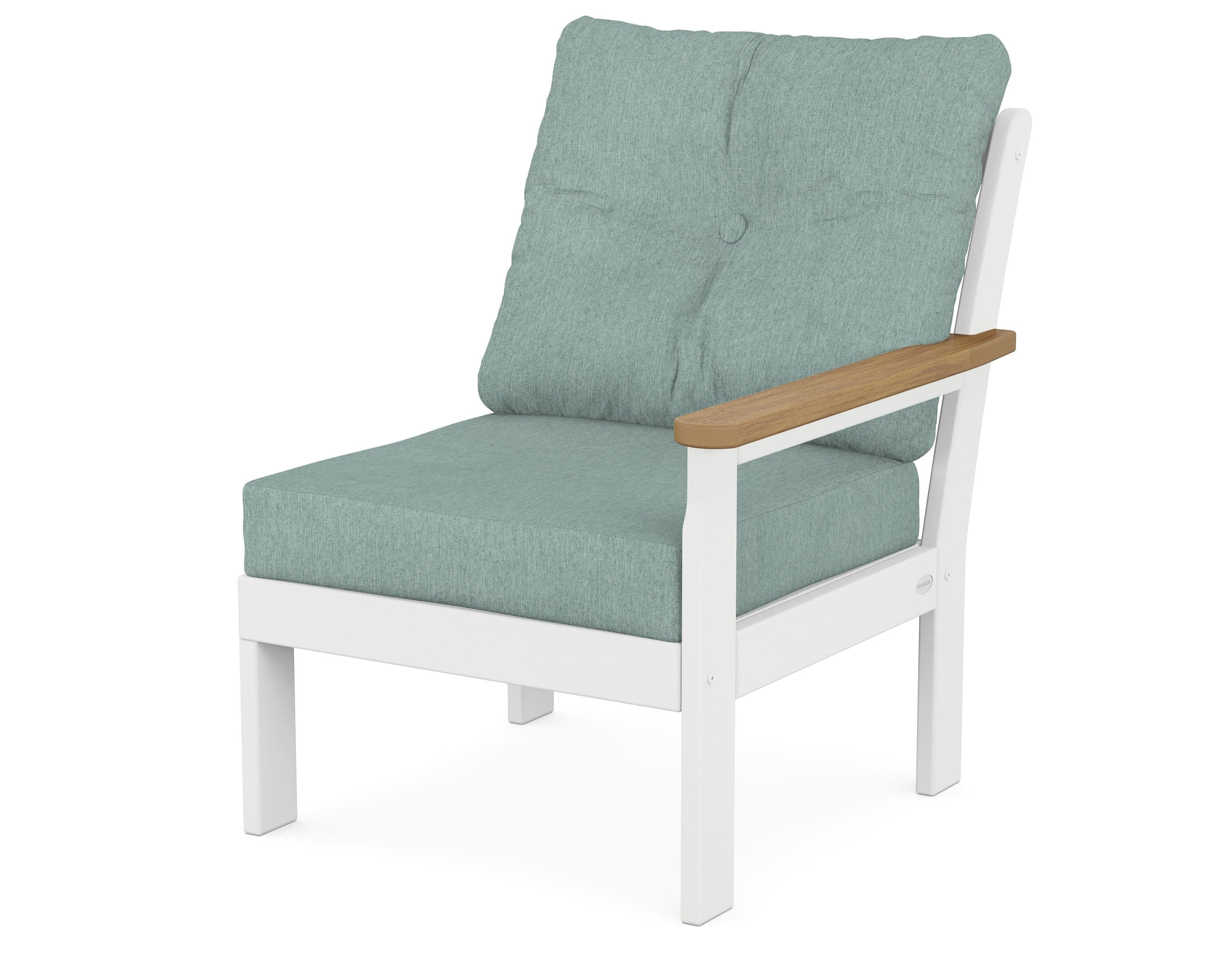 POLYWOOD® Vineyard Modular Right Arm Chair in White / Natural / Glacier Spa