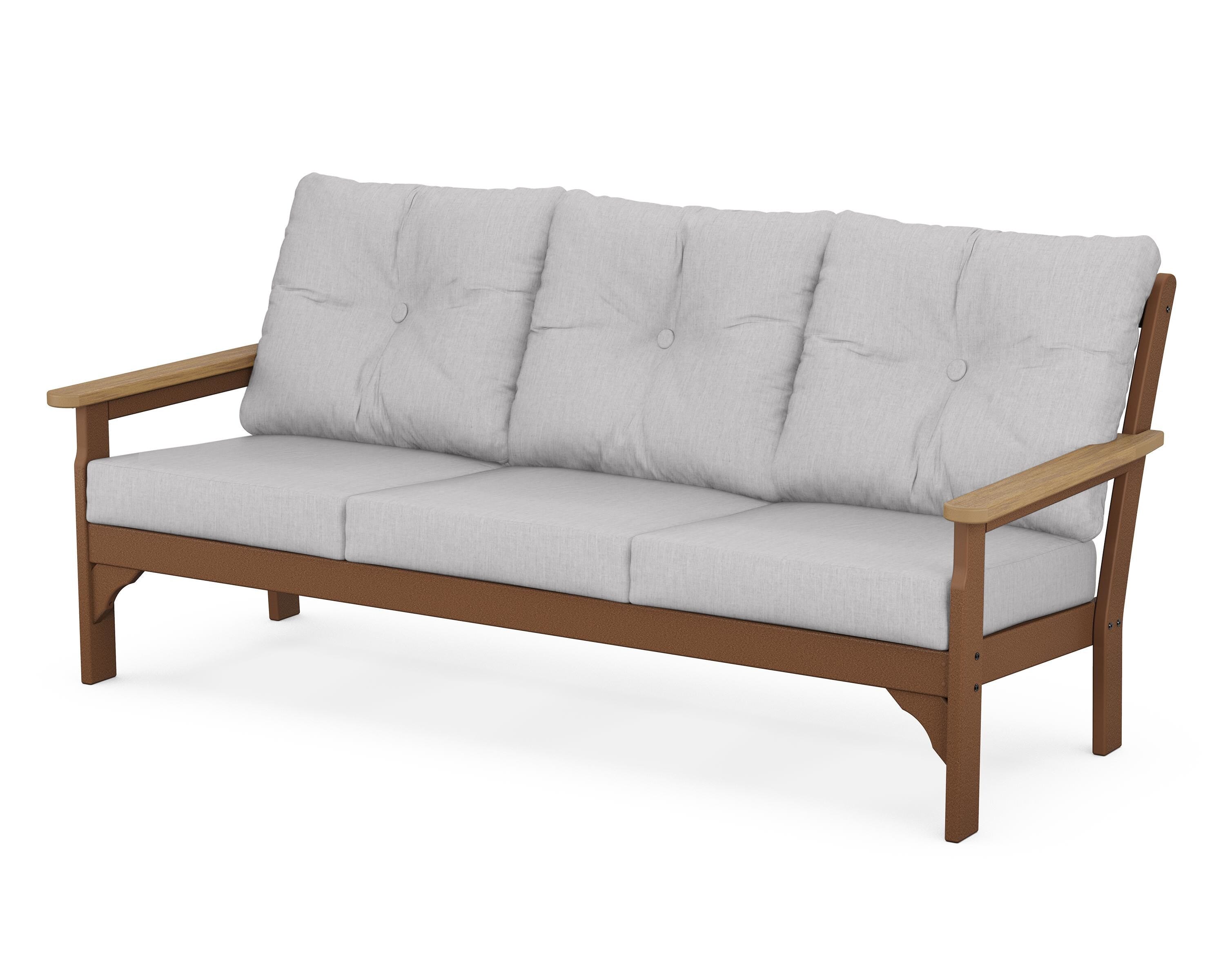POLYWOOD® Vineyard Deep Seating Sofa in Teak / Natural / Granite