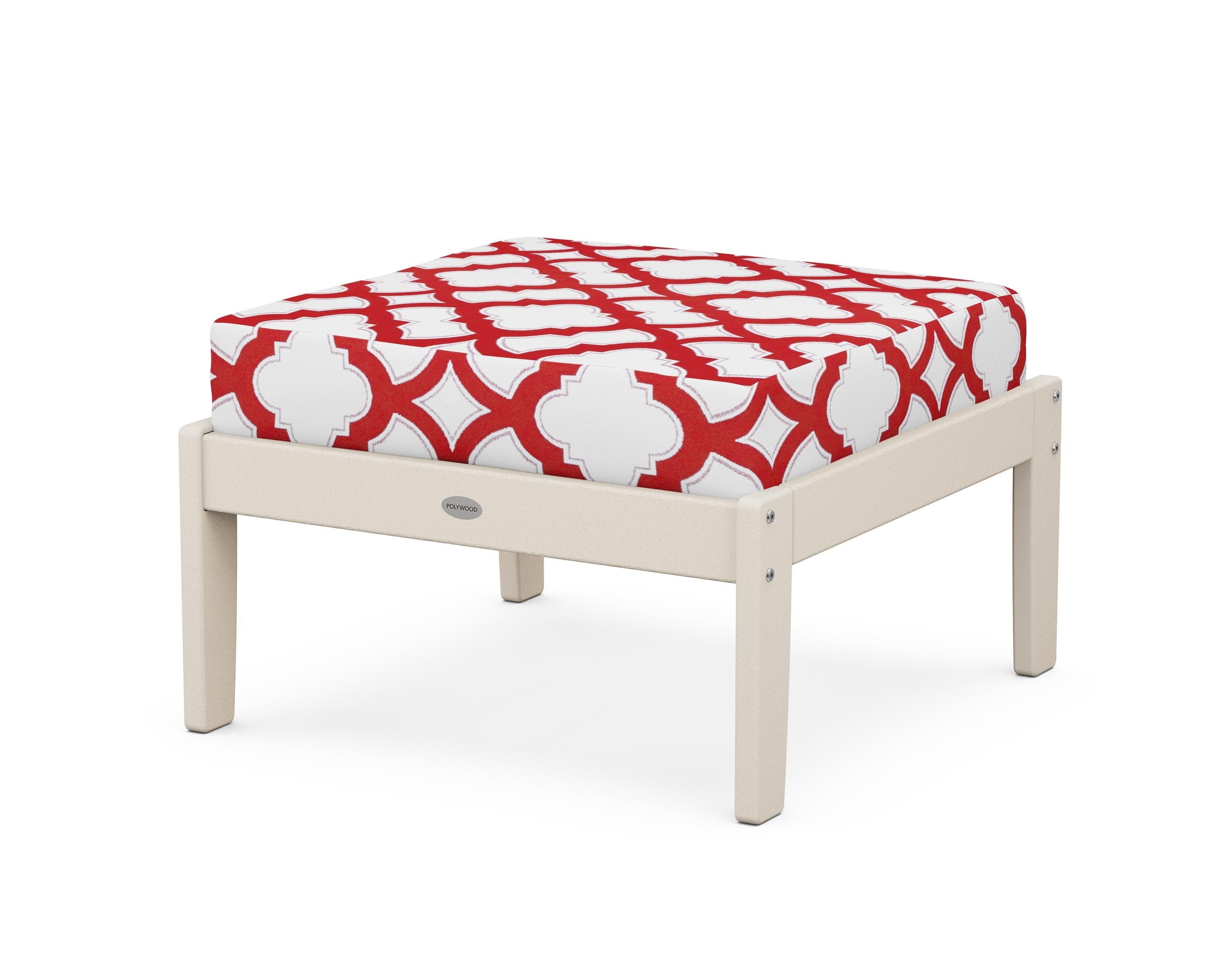 POLYWOOD® Braxton Deep Seating Ottoman in Sand / Trellis Crimson