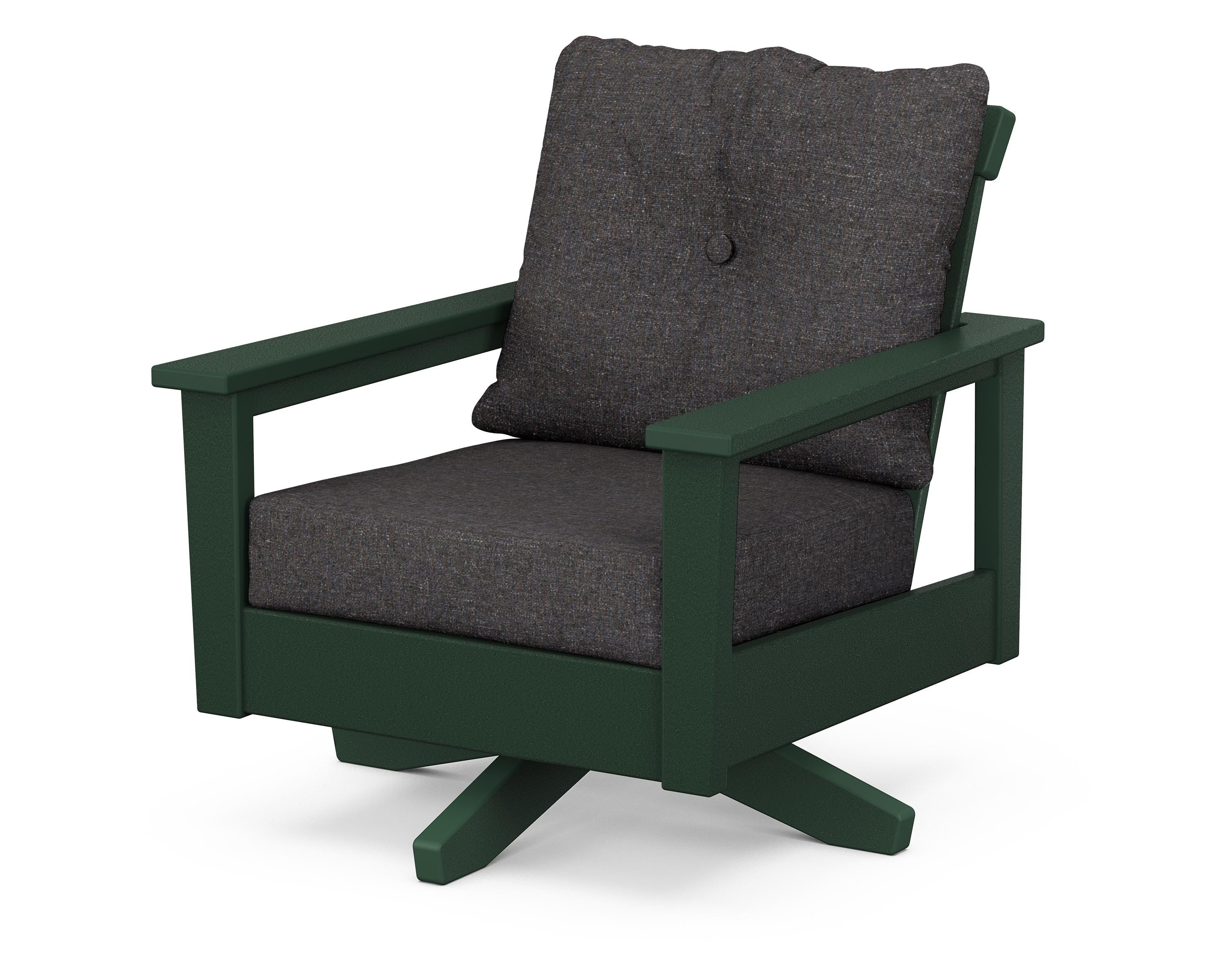 POLYWOOD® Prescott Deep Seating Swivel Chair in Green / Ash Charcoal