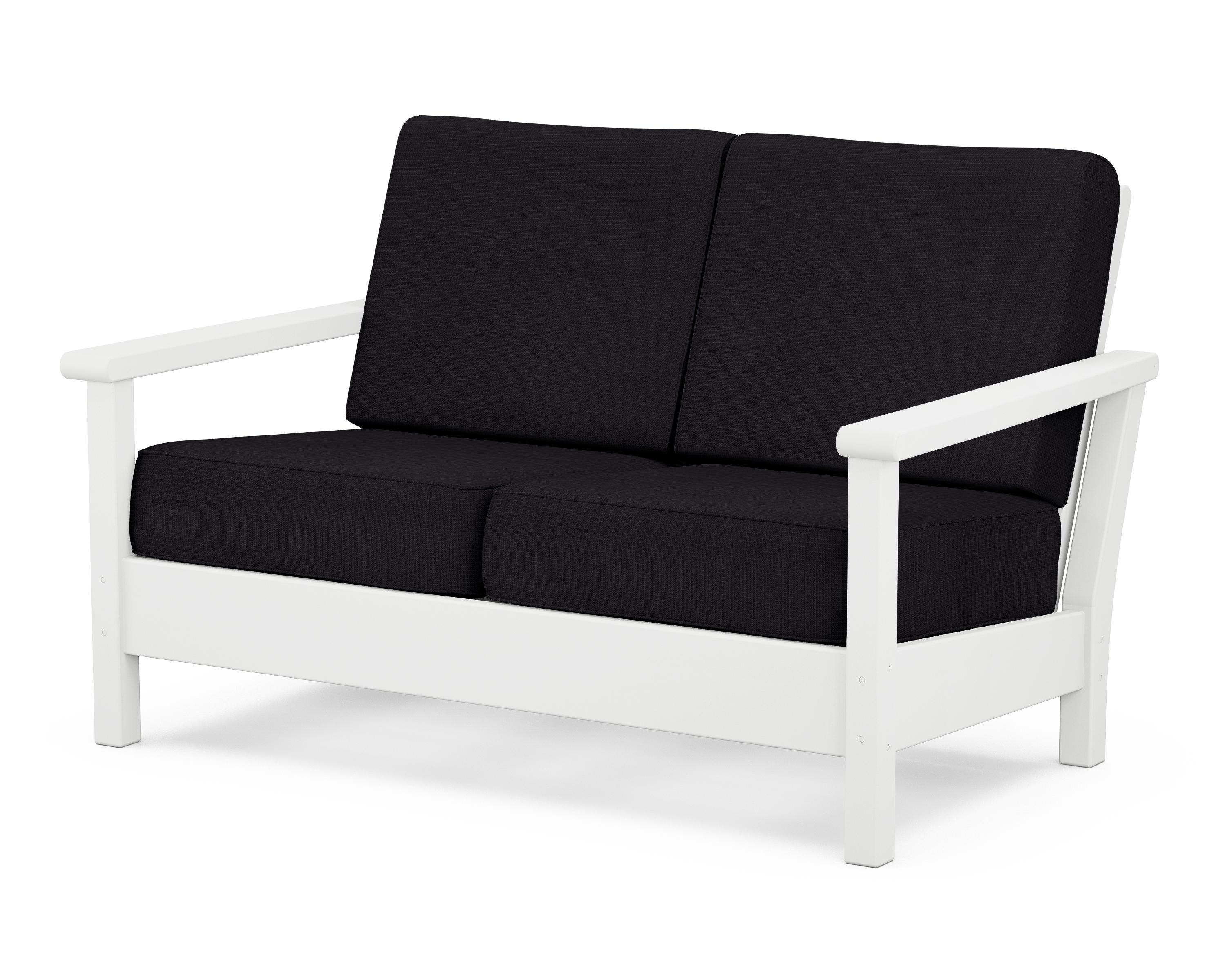 POLYWOOD® Harbour Deep Seating Loveseat in White / Midnight Linen