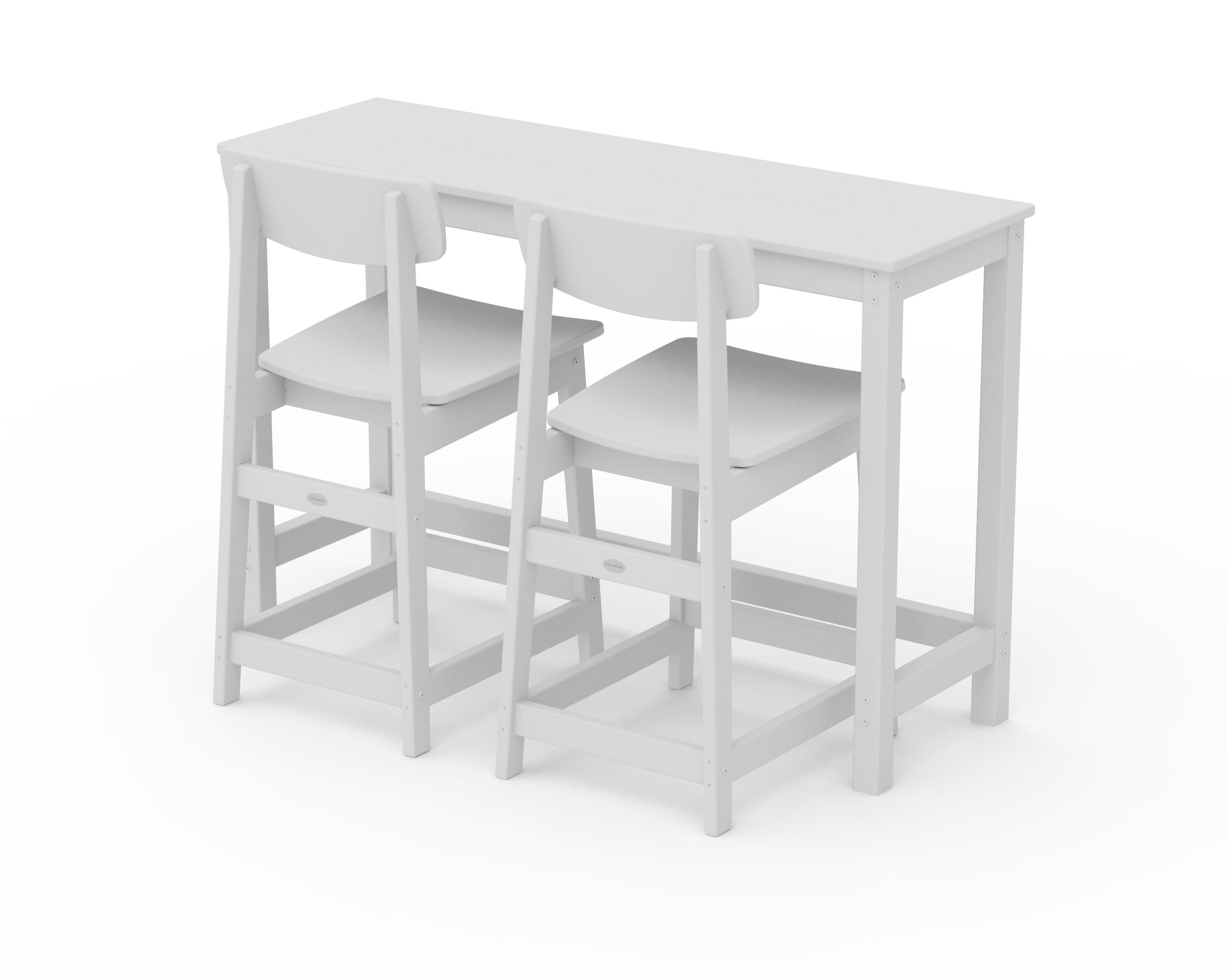 POLYWOOD® Modern Studio Urban Counter Chair 3-Piece Balcony Set in White