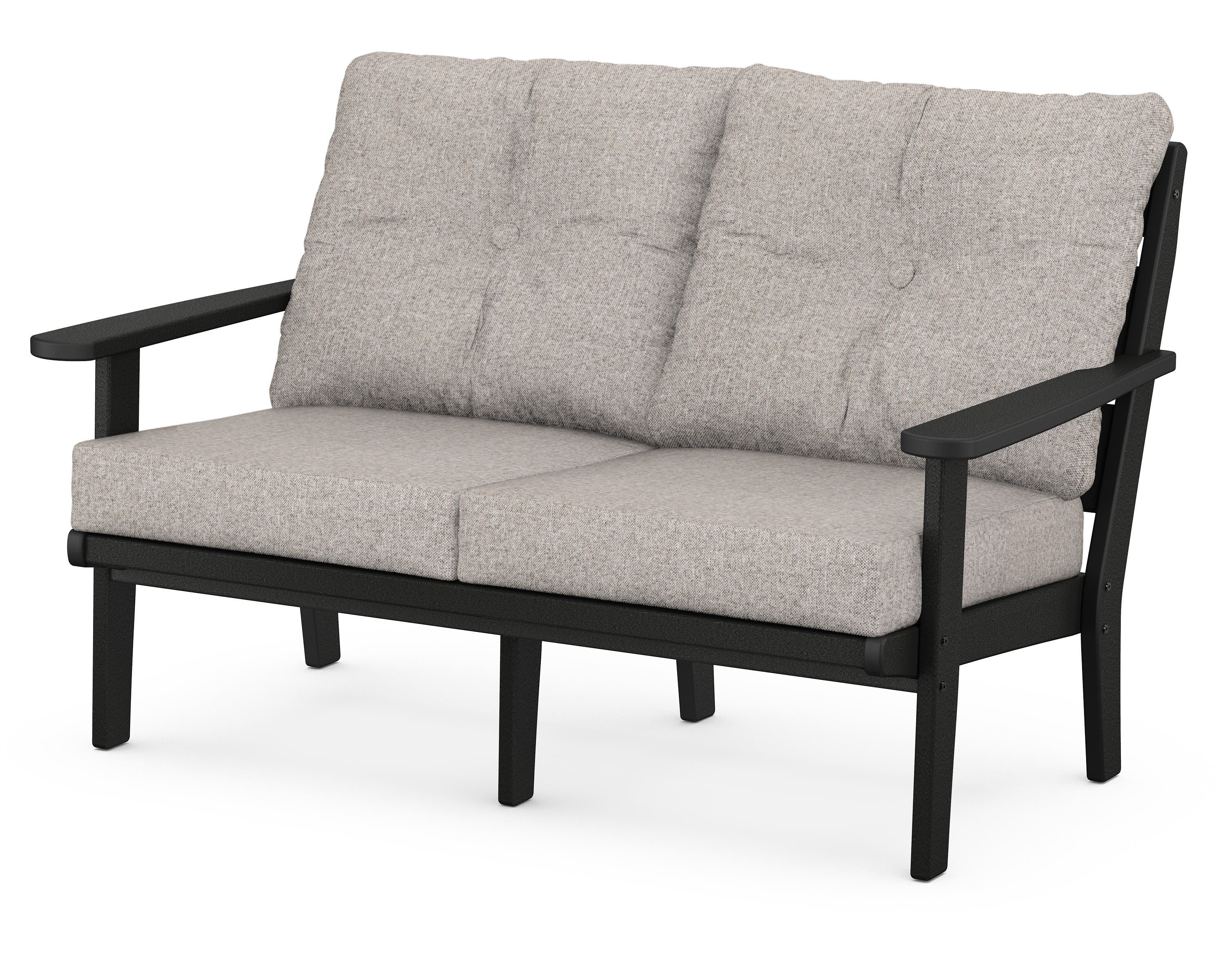 POLYWOOD® Lakeside Deep Seating Loveseat in Black / Weathered Tweed