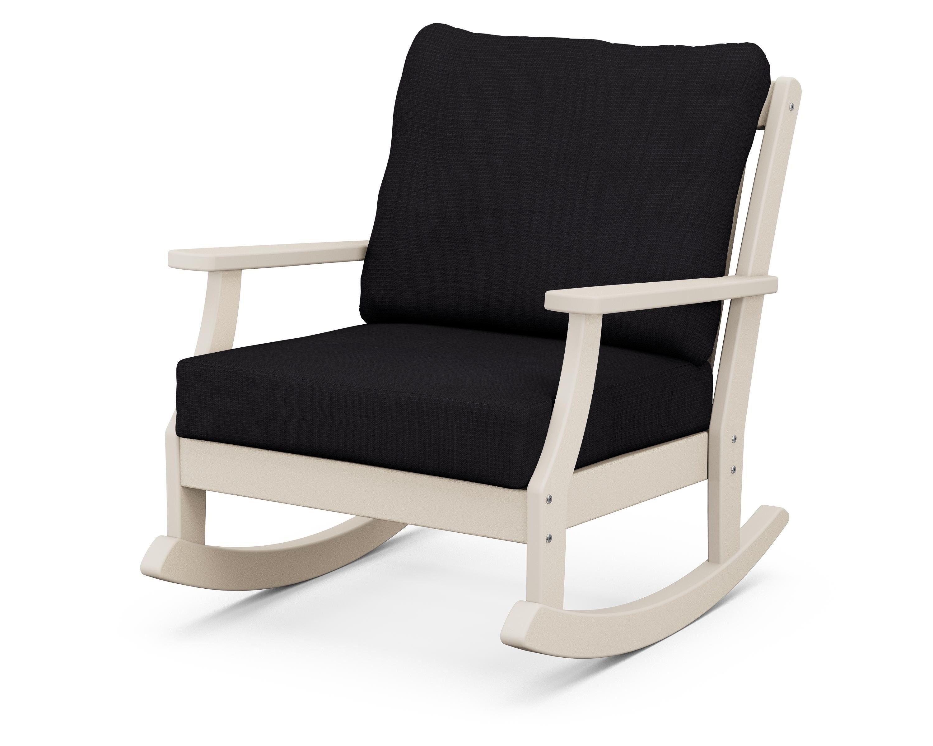 POLYWOOD® Braxton Deep Seating Rocking Chair in Sand / Midnight Linen