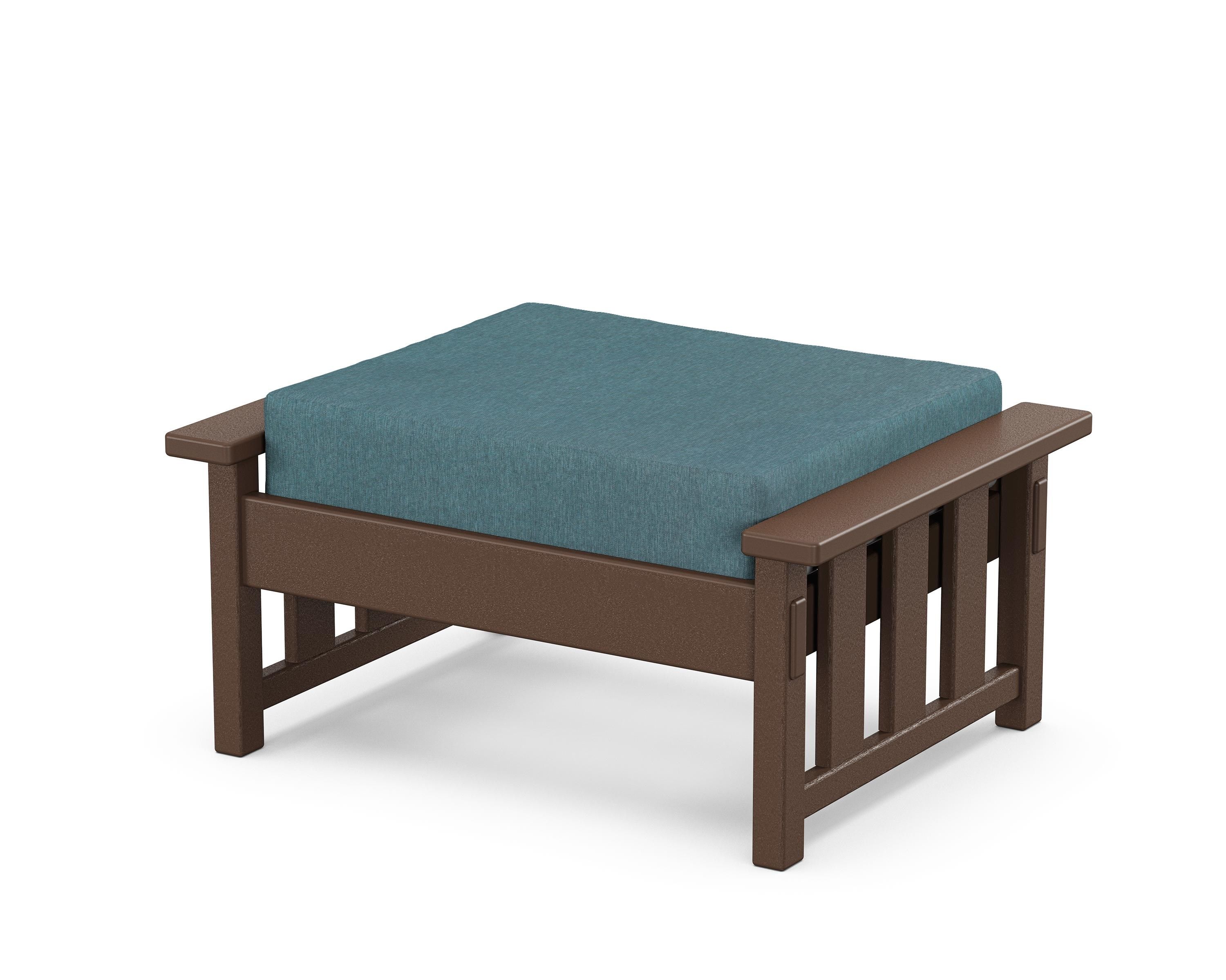 Martha Stewart by POLYWOOD® Acadia Deep Seating Ottoman in Mahogany / Ocean Teal