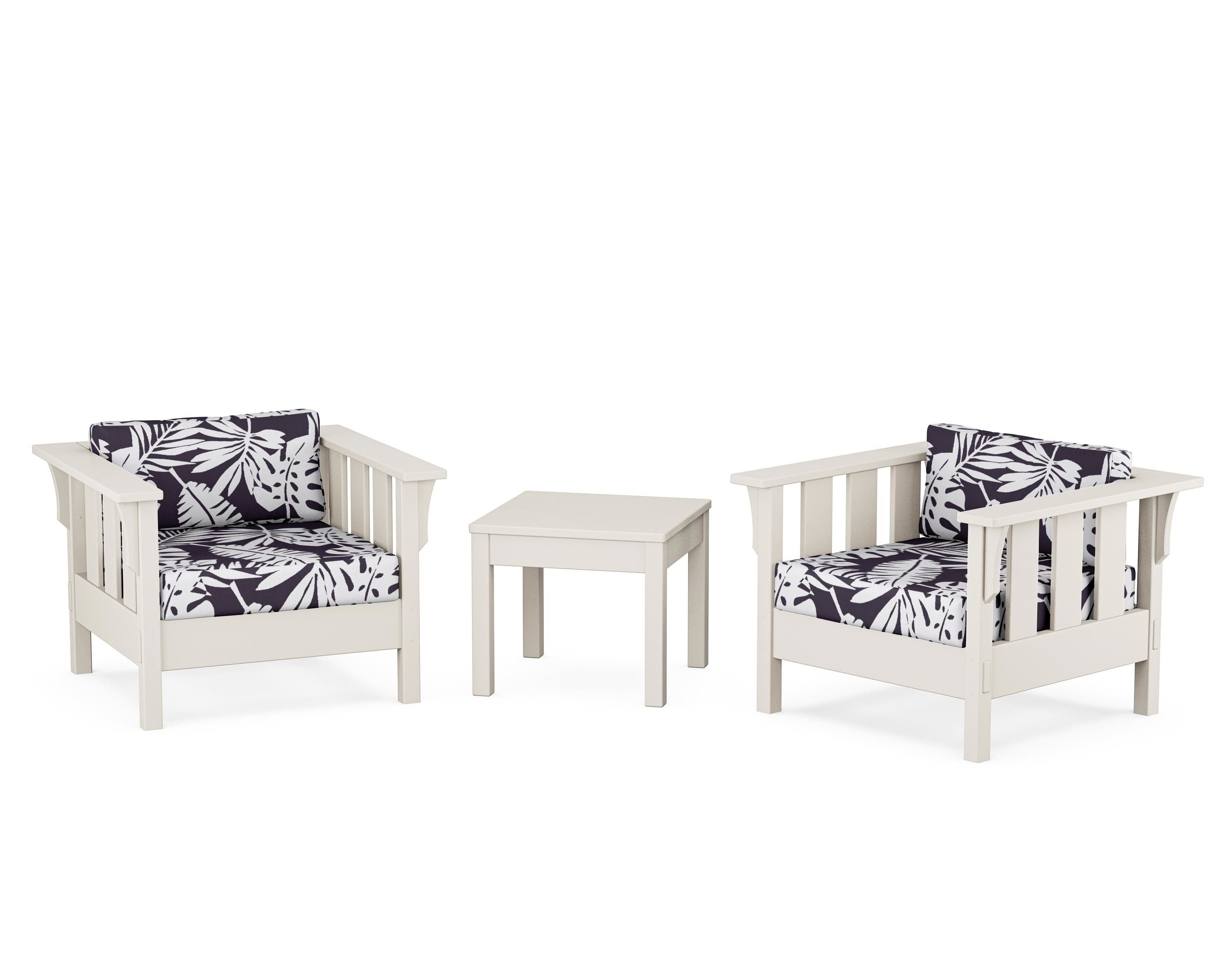 Martha Stewart by POLYWOOD® Acadia 3-Piece Deep Seating Set in Sand / Leaf Navy