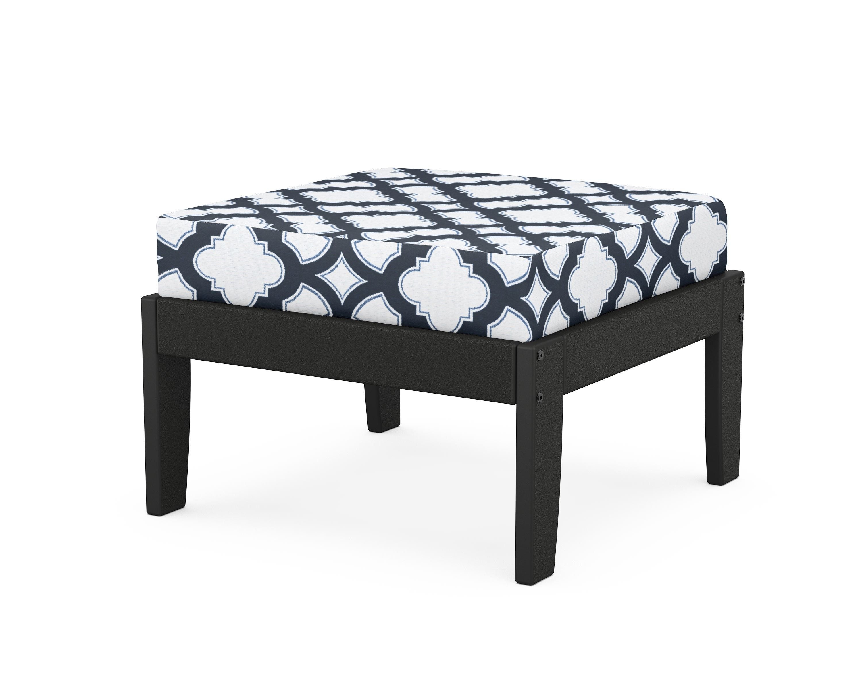 Unbranded Modular Ottoman - Classic in Black / Trellis Marine Indigo