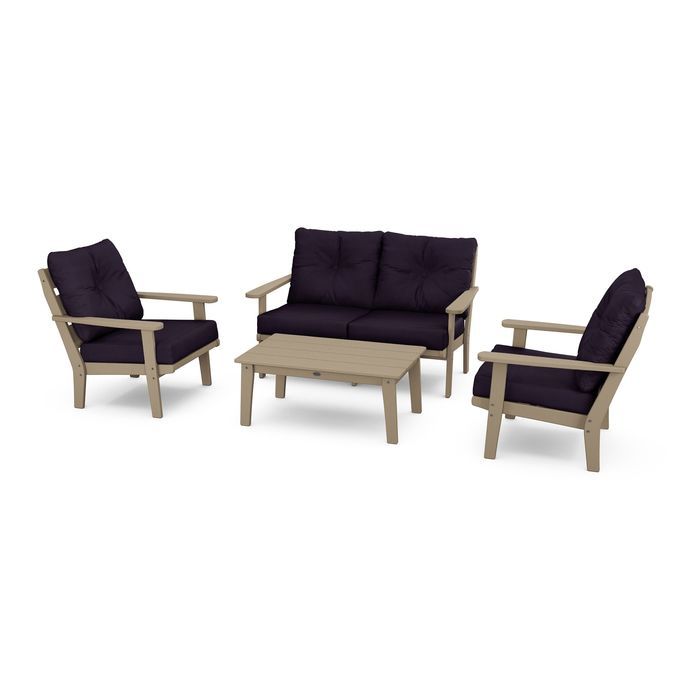 Lakeside 4-Piece Deep Seating Set in Vintage Finish