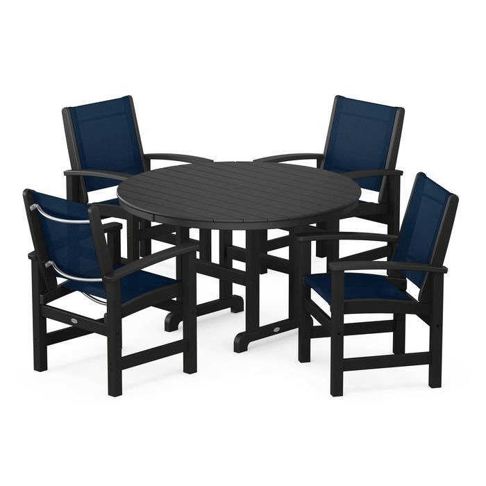 Coastal 5-Piece Round Farmhouse Dining Set