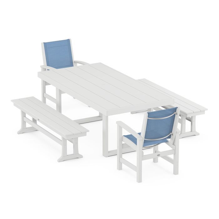 Coastal 5-Piece Dining Set with Trestle Legs