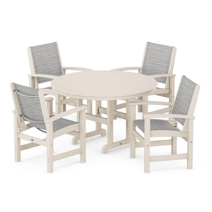 Coastal 5-Piece Round Farmhouse Dining Set