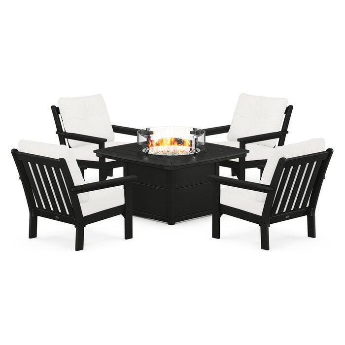 Vineyard 5-Piece Conversation Set with Fire Pit Table