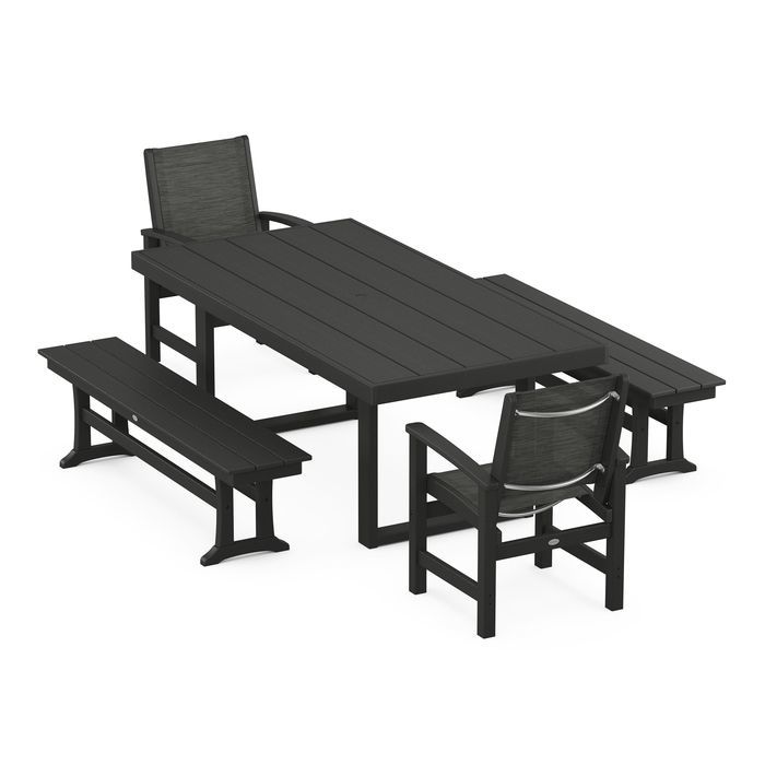 Coastal 5-Piece Dining Set with Trestle Legs