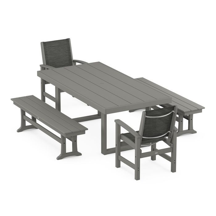 Coastal 5-Piece Dining Set with Trestle Legs