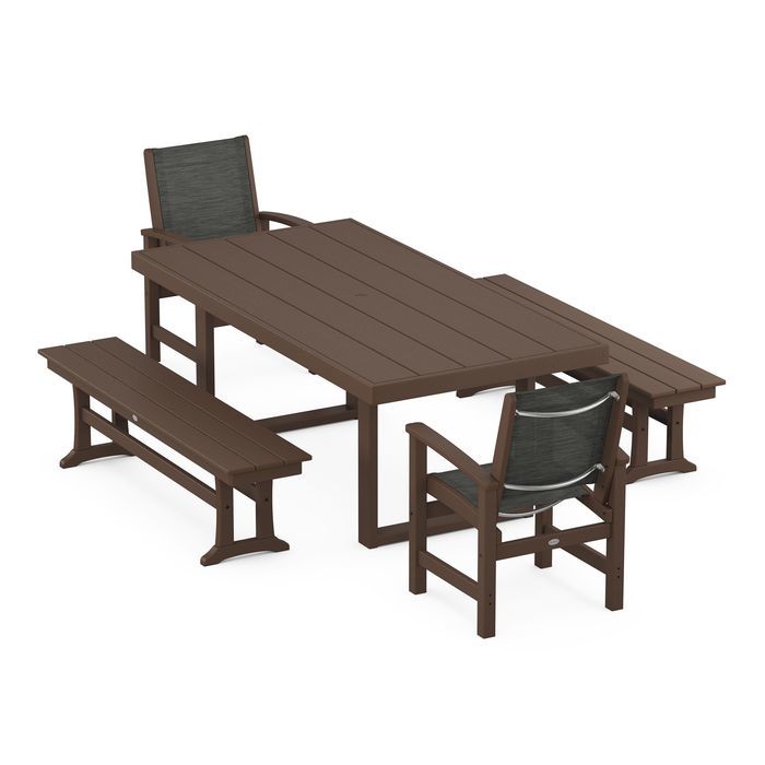 Coastal 5-Piece Dining Set with Trestle Legs