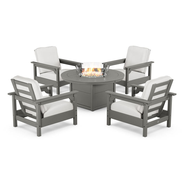 Club 5-Piece Conversation Set with Fire Pit Table