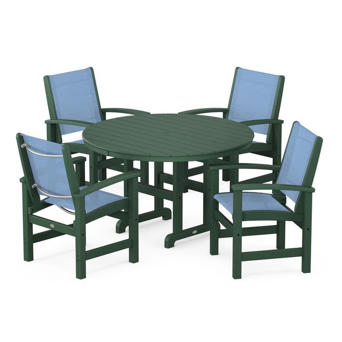 Coastal 5-Piece Round Farmhouse Dining Set