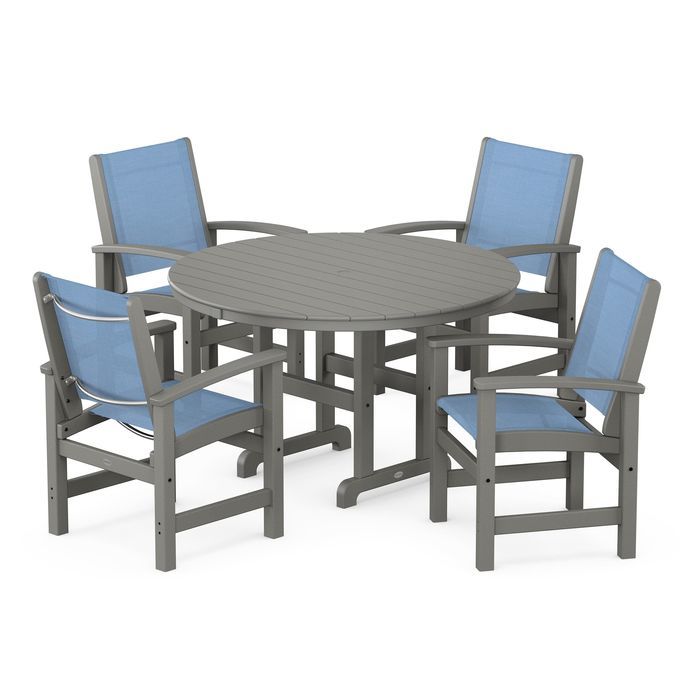 Coastal 5-Piece Round Farmhouse Dining Set
