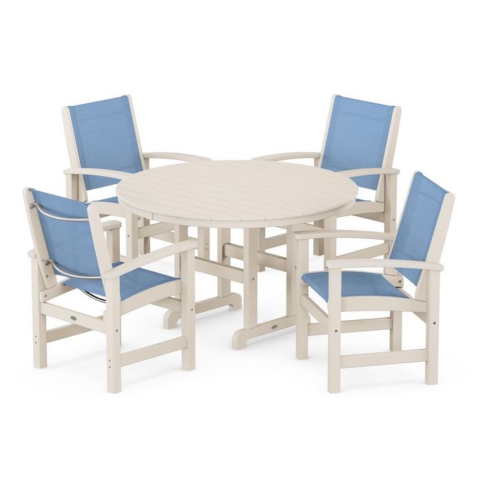Coastal 5-Piece Round Farmhouse Dining Set