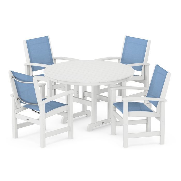 Coastal 5-Piece Round Farmhouse Dining Set
