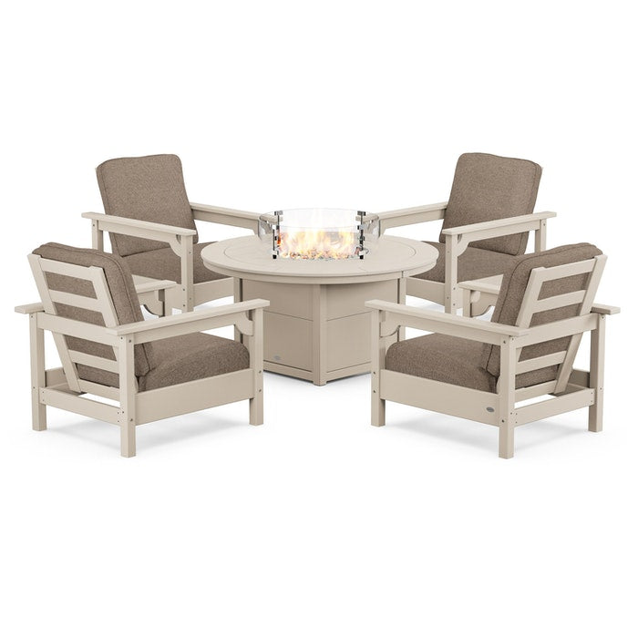 Club 5-Piece Conversation Set with Fire Pit Table