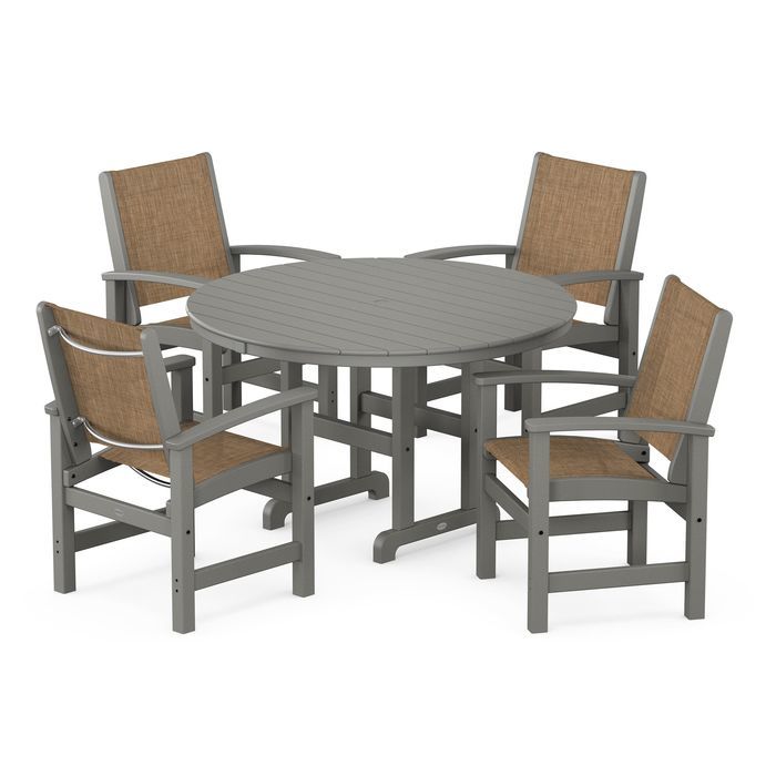 Coastal 5-Piece Round Farmhouse Dining Set