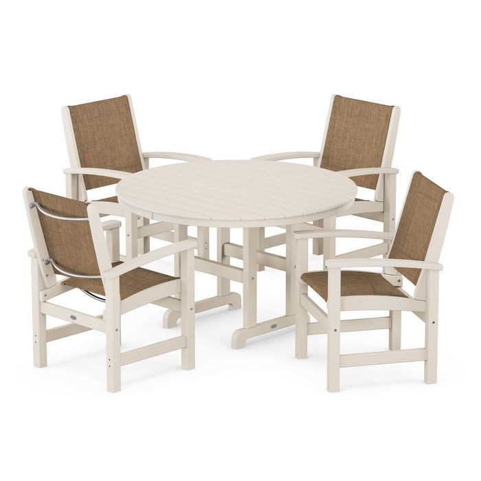 Coastal 5-Piece Round Farmhouse Dining Set