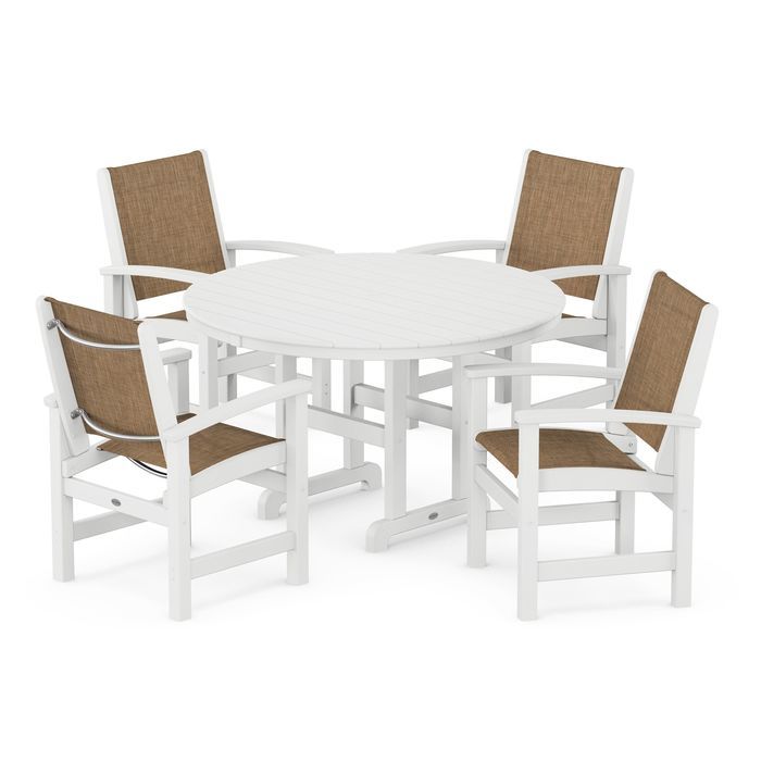 Coastal 5-Piece Round Farmhouse Dining Set
