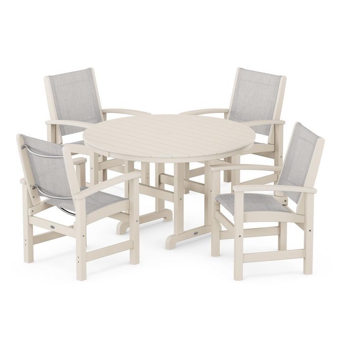 Coastal 5-Piece Round Farmhouse Dining Set