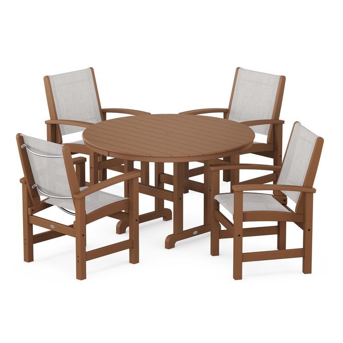 Coastal 5-Piece Round Farmhouse Dining Set