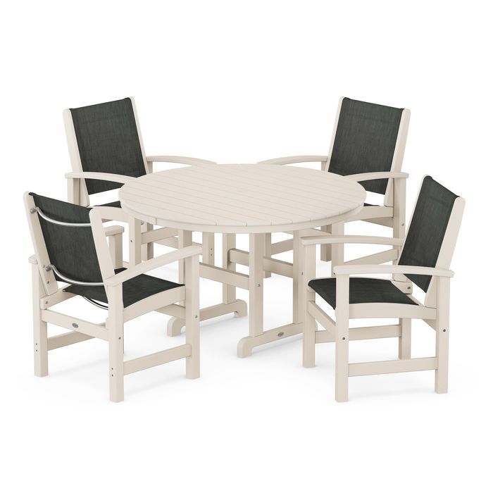 Coastal 5-Piece Round Farmhouse Dining Set