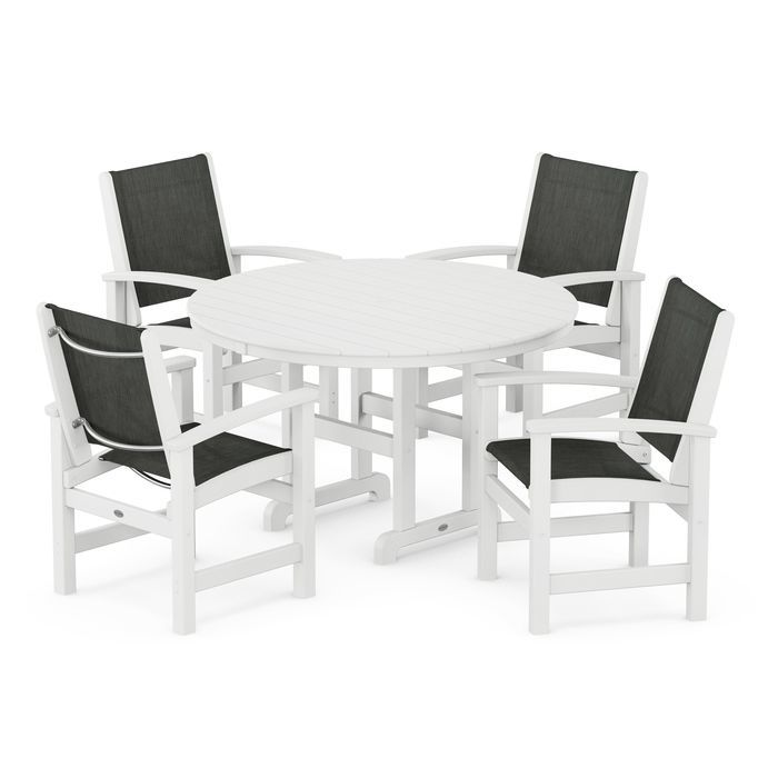 Coastal 5-Piece Round Farmhouse Dining Set
