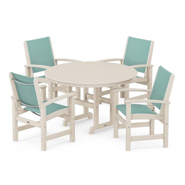 Coastal 5-Piece Round Farmhouse Dining Set