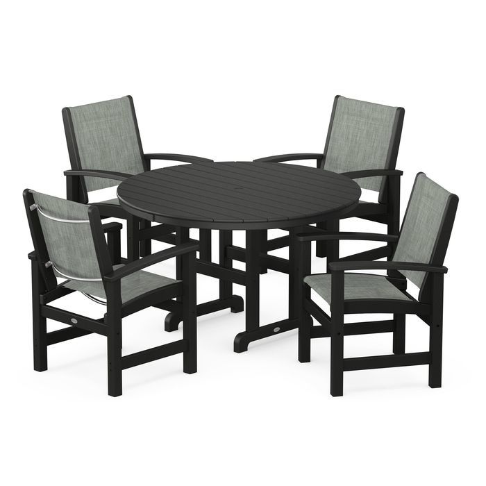 Coastal 5-Piece Round Farmhouse Dining Set